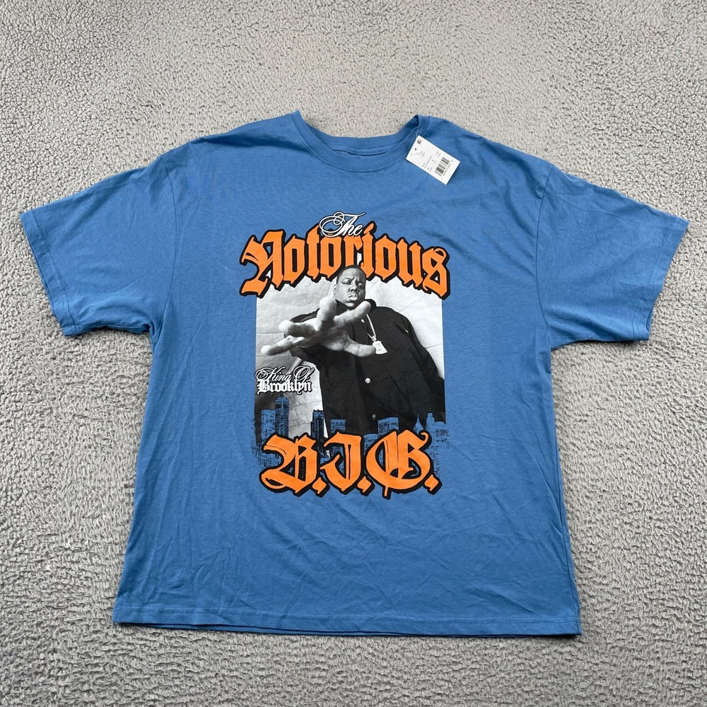 Brooklyn Mint T-Shirt Mens L Blue Notorious BIG King of Brooklyn Graphic Hip Hop